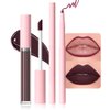 evpct Retractable 1Pcs Lip Liner Pencils and 1 Pcs Lip Gloss Makeup Set for Shaping & Sculpting Lips, Plum Long-Lasting Waterproof Longwear Matte Rich Lip Colors Liner Crayon Liquid Lipstick 11#