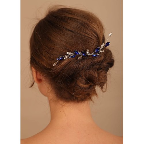 Denifery Blue Hair Comb Sapphire Color Hair Comb Blue and White Hair Comb Darc Blue Hair Comb Bridal Hair Comb Blue Hair Accessories