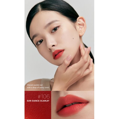 Allione Mellow Velvet Lip Tint | Non-Sticky Lightweight Korean Lip Stain, High Pigmented Long Lasting Moisturizing Soft Matte Liquid Lipstick, Natural Vivid Color, Sun Dance Scarlet