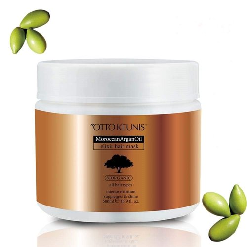Otto Keunis Natural Moroccan Argan Oil Elixir Hair Mask Treatment Deep Conditioner Moisturizing All Hair Types Treatment - 500 Ml. 16.9 Fl.oz.