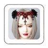 GORTIN Gothic Headpiece Black Vampire Head Chain Halloween Headbands Cystal Head Jewelry Cross Pendant Headpiece Masquerade Cosplay Headress for Witcher Makeup Ball Party for Women