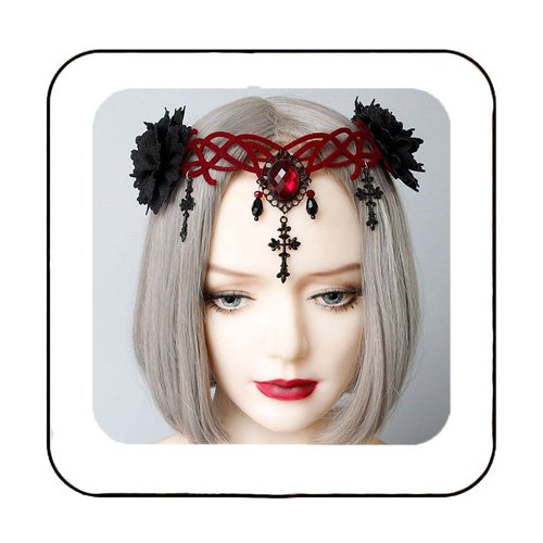 GORTIN Gothic Headpiece Black Vampire Head Chain Halloween Headbands Cystal Head Jewelry Cross Pendant Headpiece Masquerade Cosplay Headress for Witcher Makeup Ball Party for Women