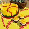 Hegbolke 4 Pack Softball Tablecloths - 86.6" x 51.2" Softball Party Table Cover Rectangular Softball Pattern Table Cloth for Girls Fans Sports Softball Birthday Party Supplies
