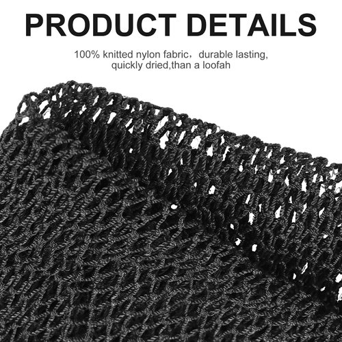 African Long Bathing Net Sponge Long Net Shower Body Scrubber Back Scrubber Skin Smoother Net Bathing Sponge for Daily Use or Stocking Stuffer (Black)