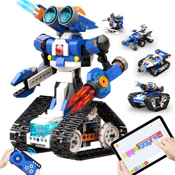 Apitor Robot J Creative Robot Building Kit, 6-in-1 Programmable App Remote Control Robot/Tank STEM Learning Toy, Educational Coding Gifts for 7-8 8-12 Years Old Kids Boys and Girls
