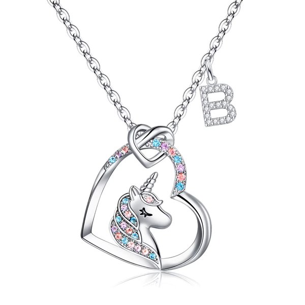STORUP Unicorn Gifts for Women Necklace, 14K Gold Plated Heart Unicorn Necklace Women Jewelry Initial Necklace Unicorn Necklaces for Women