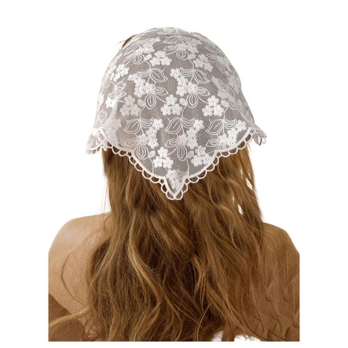 GORGLITTER Women's Lace Headband Floral Triangle Head Scarf Boho Hair Bandana White One-Size