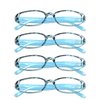 VisionGlobal 4 Pairs Reading Glasses with Spring Hinge, Blue Light Blocking Glasses for Women/Men (Blue,+2.25 Magnification)4 Count (Pack of 1)
