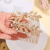 8 Pack Leaf Hair Side Combs for Women Girl, Bridal Metal Decorative Hair Comb Clips, Gold French Twist Hair Slide Comb for Wedding Hair Accessories