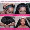 mengkai 14 Inch Glueless Headband Wig Human Hair150% Curly Headband Wig Human Hair Natural Color Machine Made Curly Headband Wig Human Hair Kinky Curly Headband Wig Human Hair 100% Human Hair Wigs