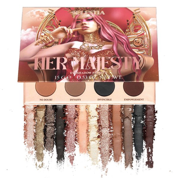 SELESTIA BEAUTY Makeup Eyeshadow Palette Her Majesty - 12 Long-Lasting Nude Shades - Ideal as Women's Gifts for Christmas - High Pigmented Eye Shadow Palette - 0.47 Oz