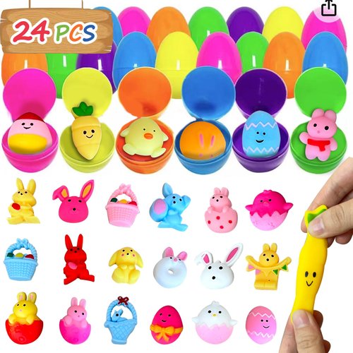24PCS Mochi Squishy Toys with Eggs for Party Favors, Classroom Prize Supplies Gifts, Stress Reliever Anxiety Toys, Basket Stuffers, Birthday Gifts for Teens Boys Girls