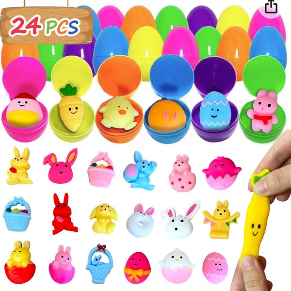24PCS Mochi Squishy Toys with Eggs for Party Favors, Classroom Prize Supplies Gifts, Stress Reliever Anxiety Toys, Basket Stuffers, Birthday Gifts for Teens Boys Girls