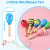 24 Pieces Mini Maracas Toys Mini Wood Festival Maracas Party Favors Colorful Maracas Mini Mexican Maracas Shakers Noisemakers for Cinco de Mayo Fiesta Mexican Themed Birthday Gift Party Favors