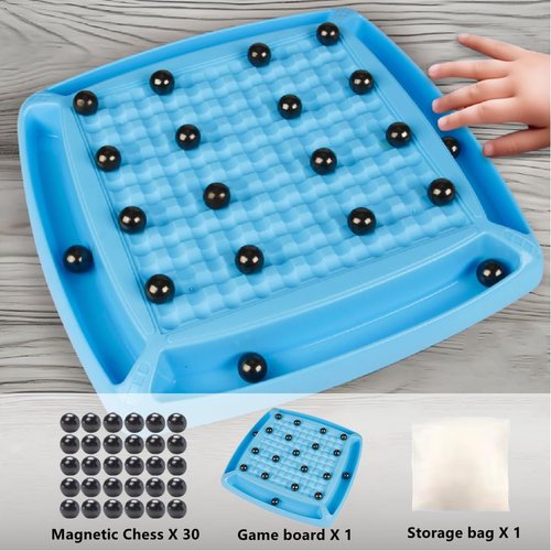 Magnetic Chess Game, Portable Magnetic Chess Game with Stones - 30 Stones, Fun Table Top Multiplayer Strategy Game. (30 Round Magnets)