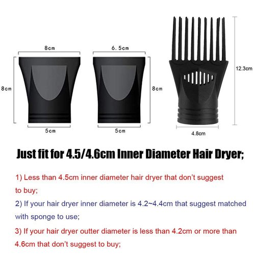 XINGZI 1Set 3PCS (Non-Universal) Professional Plastic Salon Hair Dryer Nozzle Comb Brush Attachment Concentrator Hairdressing Salon Styling Tool Special for Outer Diameter 4.5cm
