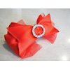 Red rockabilly shiny, lacy bow hair clip barrette with crystals