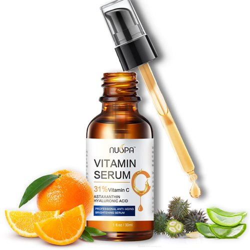 NUSPA Anti-aging Anti Acne Serum Facial Serum Natural Vitamin C Serum for Face With Hyaluronic Acid, Vitamin E,Astaxanthin,Castor Oil Infused,Blemish Serum, Reduce Wrinkles