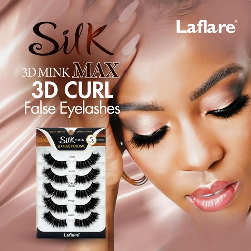Laflare 25MM Silk Mink Max Volume 3D False Eyelashes, Reusable Fluffy Natural Looking False Lashes, Wispy Lashes 5 Pairs Value Pack (MS02X5P)