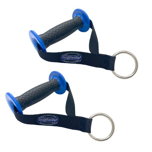 Bodylastics Resistance Band Handles, Ergonomic Gym Handles with Upgraded TPR Waffle Exercise Grips, Strong Handles for Resistance Bands with Nylon Webbing and Welded O-Rings