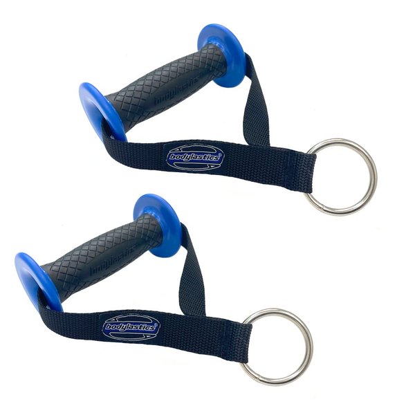 Bodylastics Resistance Band Handles, Ergonomic Gym Handles with Upgraded TPR Waffle Exercise Grips, Strong Handles for Resistance Bands with Nylon Webbing and Welded O-Rings