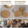 8 Pcs Drink Coasters with Holder, Thicker Cork Coasters for Drinks Absorbent for Coffee Table Wooden Coaster Set Tabletop Protection Cup Mat Bar Kitchen Living Room House Home Decor Housewarming Gift