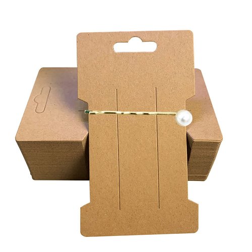 Doromy Hair Clip Display Cards, 100 Packs Rectangular Hair Barrettes Jewelry Display Holder Brown Kraft Paper Cards for Hair Accessories Displaying Organizing Packaging, 6.6X11.5cm