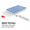 Ezy Dose Weekly (7-Day) Pill Case, Medicine Planner, Vitamin Organizer Box, Small Compartments with Easy Fill Tray, 4 Times a Day, Clear Lids, Color May Vary, BPA Free