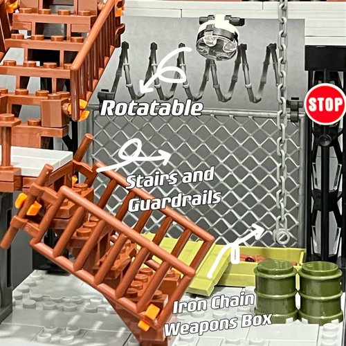ELEFOCUS Military Base Building Blocks Set,Ww2 Army Weapons Pack Military Toy,Kids Swat Gear Team,Weapons Gun Pack,Custom Army Miniguns and Military Base Set,with 10 Soldier Figures