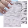 8 Sheets Letter Nail Stickers 3D Self-Adhesive English Alphabet Nail Art Stickers Black White Gold Silver Nail Decals Big Small Letter Stickers Nail Charms for Women Girls DIY Acrylic Nail Decorations