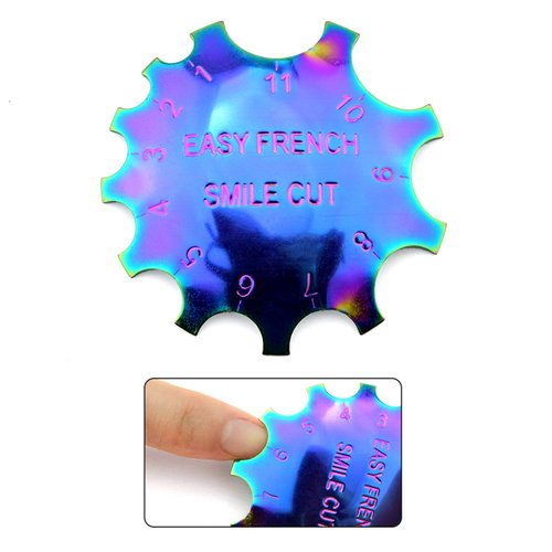C-Shade Easy French Smile Line Pink and White Edge Trimmer Cutter Chameleon Rainbow Color Acrylic Nail Tips Mold Guides Nail Art Manicure Tool 11 Sizes, HJ-NAT173-FC03