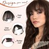 Wodelanle Bangs Hair Clip in Bangs,100% Human Hair Fake Bangs Clip on Bangs Dark Brown,Faux Bangs Clip in Hair Extensions,French Bangs Fringe With Temples Hairpieces Curved Bangs for Daily Wear