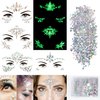 4 Sheets Euphoria Face Gems, 10g Chunky Glitter, Rhinestones Jewels Stickers Glow in The Dark-Luminous Gems Body Makeup for Music Festivals Rave Carnival Cosplay (2Luminous)