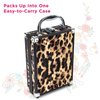 Vokai Makeup Kit Gift Set - Leopard Print Travel Case 24 Eye Shadows 4 Lip Glosses 2 Blushes 5 Brushes 1 Eye Liner Pencil - Case with Carrying Handle