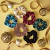 The Original Scrunchie® Six Days of Scrunchies Fashion Gift Set Includes 6 Unique Designs: Black Velvet, Emerald Satin, Animal Velvet, Burgundy Satin, Pink Metallic, White Satin in Presentation Box