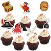WERNNSAI 49 PCS Pirate Cupcake Toppers - Pirate Birthday Party Decorations for Kids Boys Halloween Parrot Octopus Pirate Ship Cake Toppers Picks Cake Decorations Pirate Theme Party Supplies Cake Decor