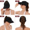 Sun Hats for Women Wide Brim Summer Hat with UV Protection Beach Sport Golf Sun Visor Cap with Ponytail Hole Black