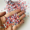 2ozs /Pack 3D American Flag White Star Red Sugar Granules Mixes Slices Supplies Polymer Soft Clay DIY Decoration for Nail Art Slime Kit DIY Cake Dessert Simulation Food RT-USFlag