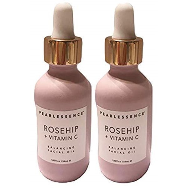 Pearlessence Rosehip Balancing Facial Oil + Rosehip Fruit Oil & Vitamin C - Daily Hydration to Balance & Revive Skin | Adds Moisture to Dry Skin | Made in USA & Cruelty Free (1.83 fl oz each, 2 Pack)