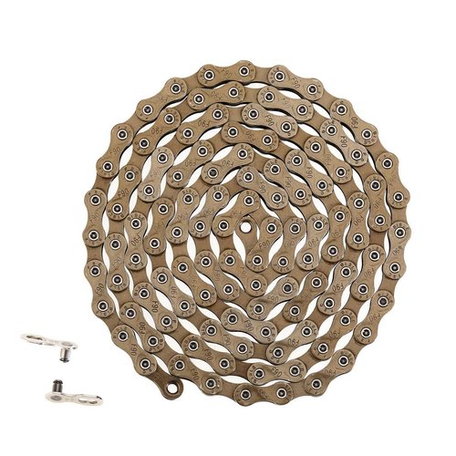 ZHIQIU FSC 9 Speed 116L Bicycle Chain, Silver,Gold (1/2x11/128-Inch) Compatible with 8 Speed (Brown)