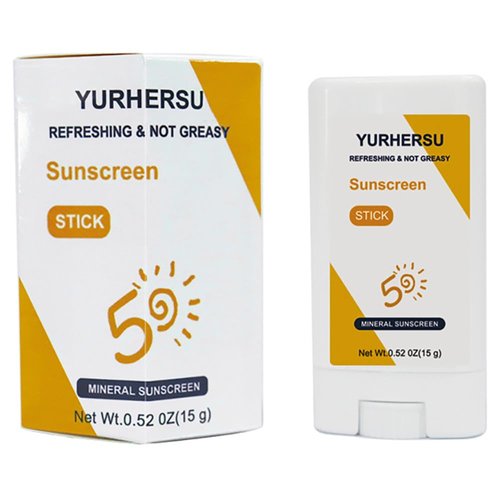 YURHERSU Mineral Sunscreen Stick, Body Face Sunscreen Balm, SPF 50 Water Resistant UVA/UVB Summer Anti Sun Moisturizing Refreshing Non-Sticky Protection Against UV for Men Women-15 g/0.52 OZ