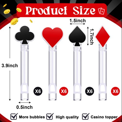 Rotatingpals 24 Pcs Casino Bubbles Bulk Casino Themed Party Favors Mini Bubble Wands Las Vegas Bubbles for Night Casino Bubble Wand Casino Party Favor Poker Game Toys for Gift Bag Stuffers