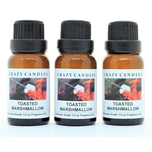 Crazy Candles Toasted Marshmallow 3 Bottles 1/2 FL Oz Each (15ml) Premium Grade Scented Fragrance Oil