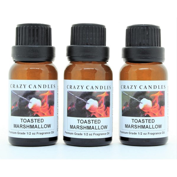 Crazy Candles Toasted Marshmallow 3 Bottles 1/2 FL Oz Each (15ml) Premium Grade Scented Fragrance Oil