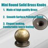 AUXBC Mini Round Solid Brass Knobs, 1/2 Inch (14mm) Diameter Antique Metal Cabinet Drawer Pulls, Modern Kitchen Dresser Handle Knobs for Kitchen, Jewelry Box with Screws, Bronze, 4PCS