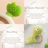 JETM·HH Teether Ring Wooden Baby Rattle Crochet Green Dinosaur Set | Infant Teething Toy | BPA Free Silicone Chewable Rings with Organic Featuring Multiple Textures | Crochet Rattle Baby
