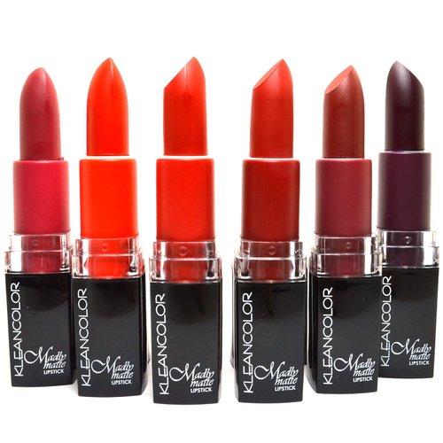 Kleancolor 6 Set of Madly Matte Lipstick Rose Orange Dark Red Scorch Lip Stick LSMIX01 + Free Zipper Bag