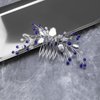 Micro Traders Blue Crystal Pearl Hair Comb Sapphire Pearl Hair Brush Flower Rhinestones Hair Combs Wedding Hair Accessories for Women Girls Lady