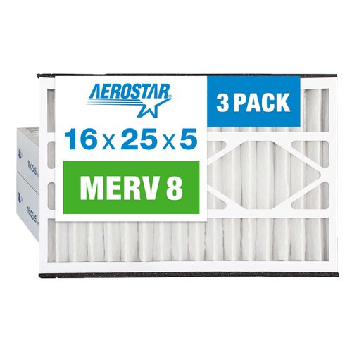 Aerostar 16x25x5 Air Filter MERV 8, Furnance Filters AC HVAC Replacement for Trion Air Bear 229990-105, (3 Pack) (Actual Size:15 5/8 x 24 1/8 x 4 7/8 Inches)