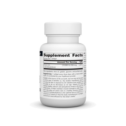 Source Naturals Vitamin D-3, Supports Bone & Immune Health*, 250 mcg (10,000 IU) - 120 Softgels